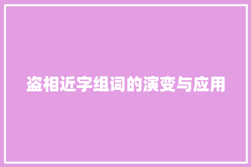 盗相近字组词的演变与应用