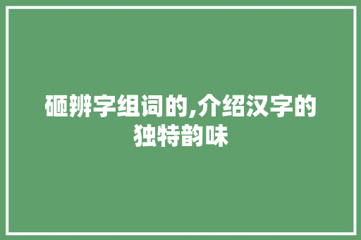 砸辨字组词的,介绍汉字的独特韵味