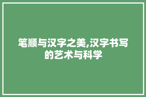 笔顺与汉字之美,汉字书写的艺术与科学 商业计划书范文
