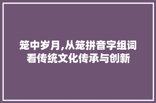 笼中岁月,从笼拼音字组词看传统文化传承与创新 优秀范文