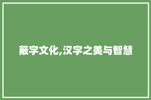 蔽字文化,汉字之美与智慧 职场应用