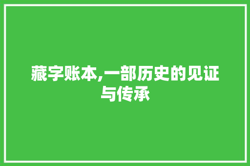 藏字账本,一部历史的见证与传承