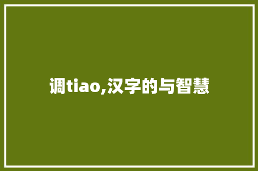 调tiao,汉字的与智慧