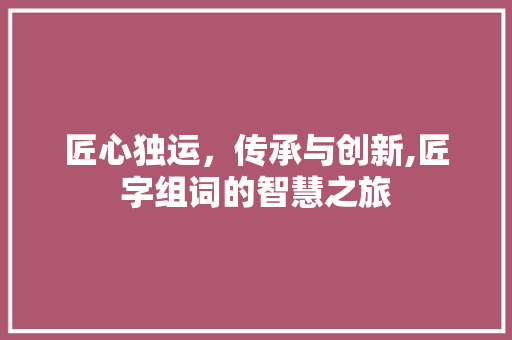 匠心独运，传承与创新,匠字组词的智慧之旅 优秀范文