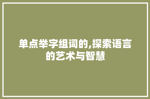 单点举字组词的,探索语言的艺术与智慧