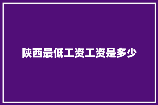 陕西最低工资工资是多少