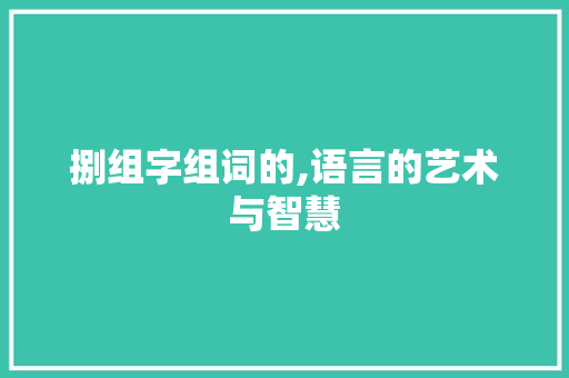 捌组字组词的,语言的艺术与智慧