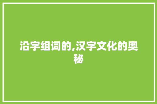 沿字组词的,汉字文化的奥秘