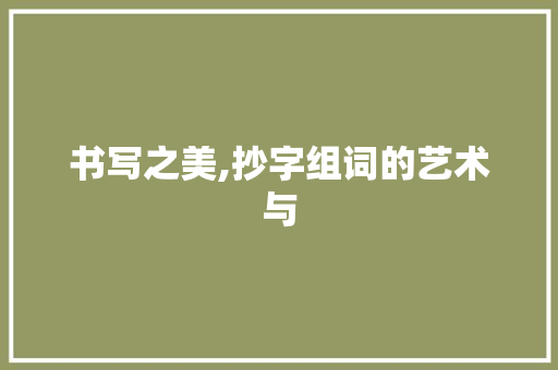 书写之美,抄字组词的艺术与 职场应用