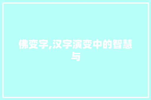 佛变字,汉字演变中的智慧与