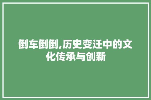 倒车倒倒,历史变迁中的文化传承与创新