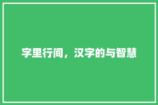 字里行间，汉字的与智慧