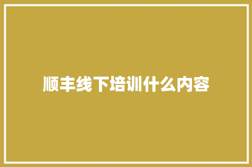 顺丰线下培训什么内容