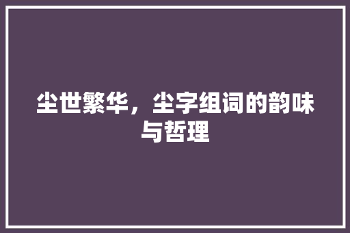 尘世繁华，尘字组词的韵味与哲理