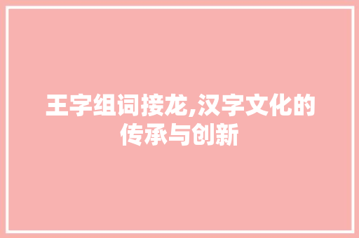 王字组词接龙,汉字文化的传承与创新