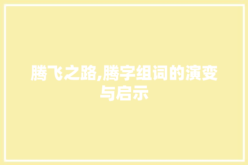 腾飞之路,腾字组词的演变与启示