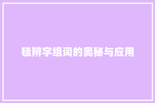 毯辨字组词的奥秘与应用