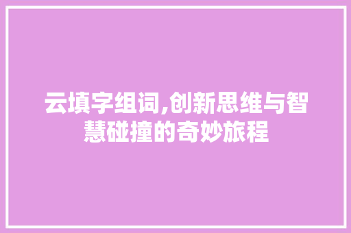 云填字组词,创新思维与智慧碰撞的奇妙旅程