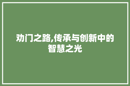 劝门之路,传承与创新中的智慧之光 范文参考