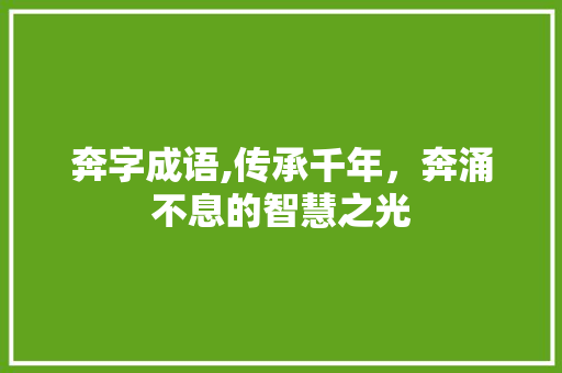 奔字成语,传承千年，奔涌不息的智慧之光