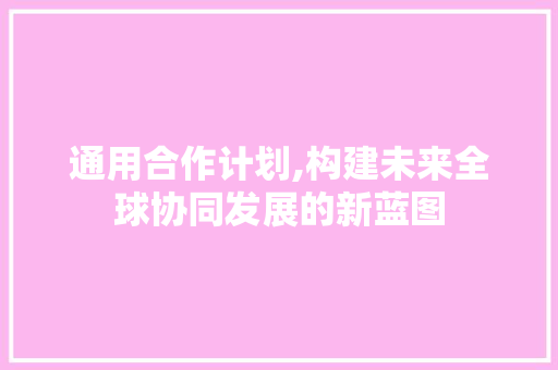通用合作计划,构建未来全球协同发展的新蓝图
