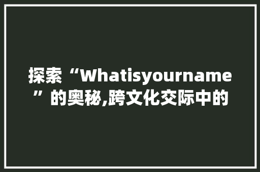 探索“Whatisyourname”的奥秘,跨文化交际中的语言