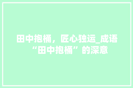 田中抱桶，匠心独运_成语“田中抱桶”的深意 商业计划书范文
