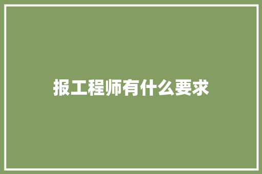 报工程师有什么要求