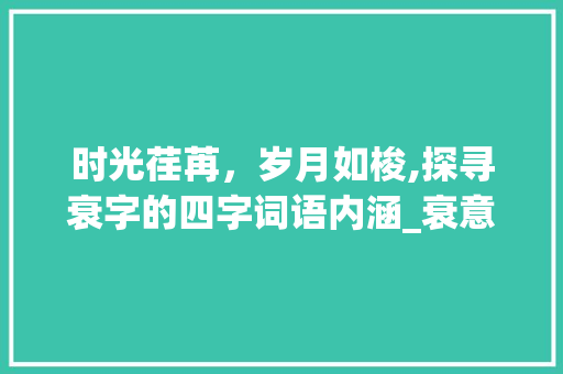 时光荏苒，岁月如梭,探寻衰字的四字词语内涵_衰意思的4字词语是什么 职场应用
