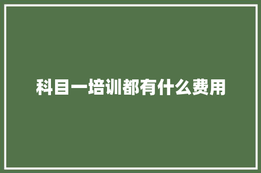 科目一培训都有什么费用