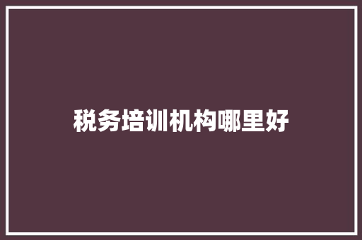 税务培训机构哪里好 职场应用
