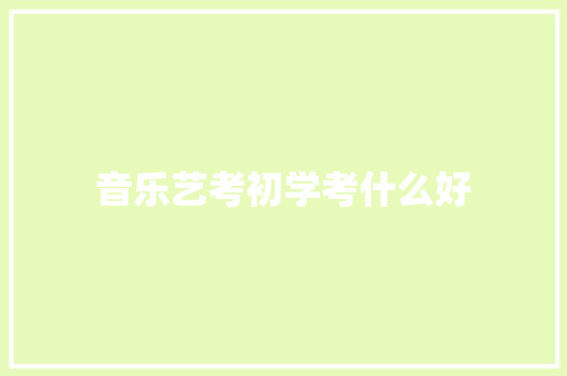 音乐艺考初学考什么好