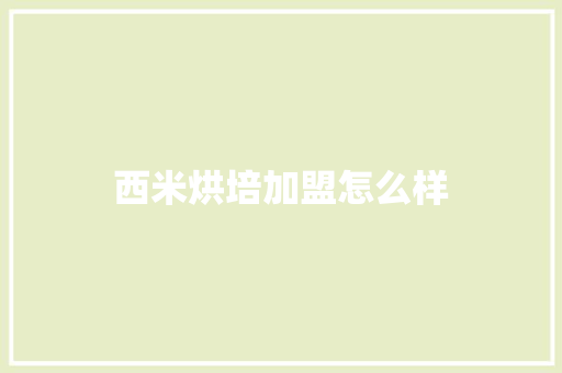 西米烘培加盟怎么样