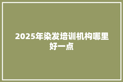 2025年染发培训机构哪里好一点
