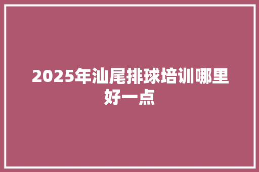 2025年汕尾排球培训哪里好一点 合同协议