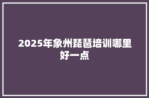 2025年象州琵琶培训哪里好一点 范文宝典