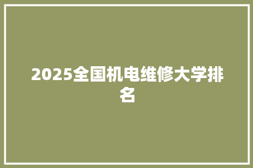 2025全国机电维修大学排名