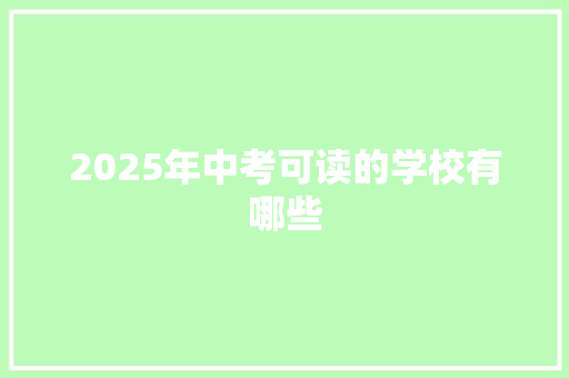 2025年中考可读的学校有哪些 商业计划书范文