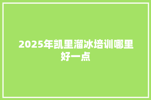 2025年凯里溜冰培训哪里好一点 商业计划书范文