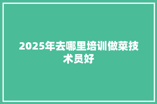 2025年去哪里培训做菜技术员好 职场应用