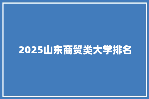 2025山东商贸类大学排名