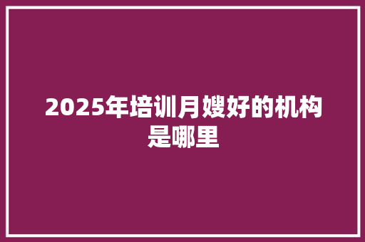 2025年培训月嫂好的机构是哪里