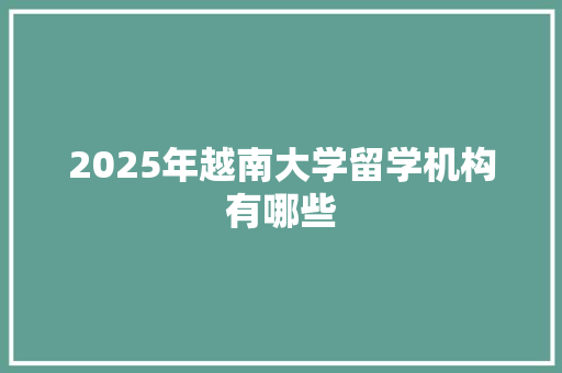 2025年越南大学留学机构有哪些 范文精选网