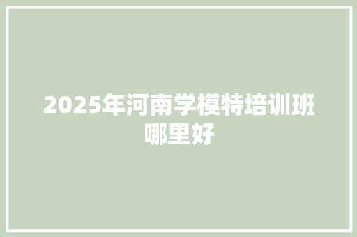 2025年河南学模特培训班哪里好