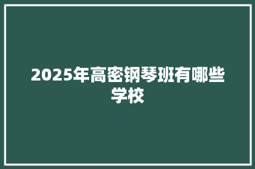 2025年高密钢琴班有哪些学校