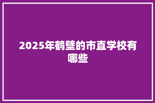 2025年鹤壁的市直学校有哪些