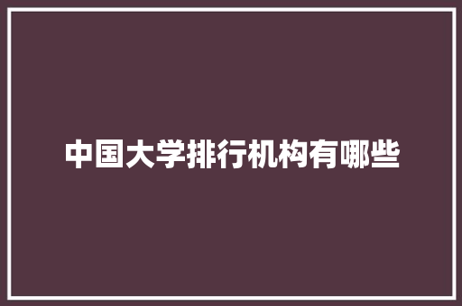 中国大学排行机构有哪些 优秀范文
