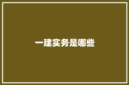 一建实务是哪些 职场应用