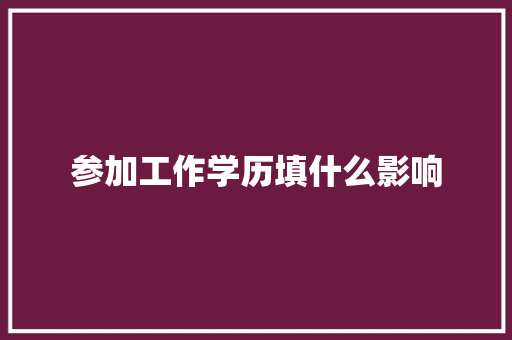 参加工作学历填什么影响