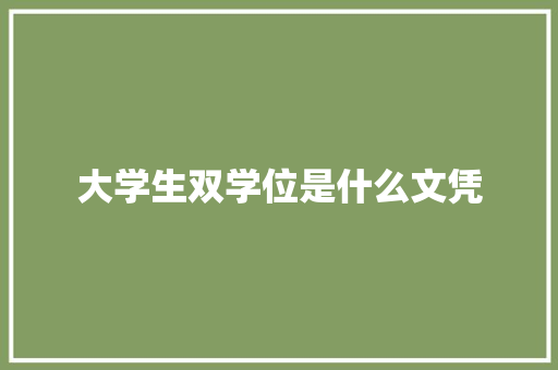 大学生双学位是什么文凭